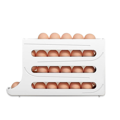 Skorter | 3-Pieces: 4-Level Egg Holder Auto Rolling Refrigerator Egg Organizer