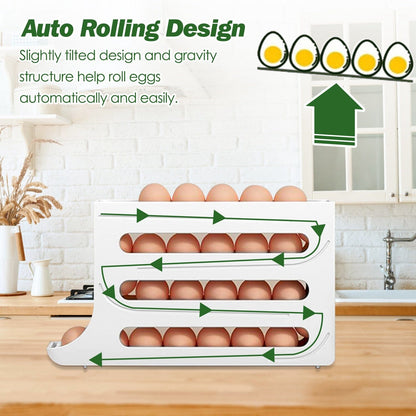 Skorter | 3-Pieces: 4-Level Egg Holder Auto Rolling Refrigerator Egg Organizer