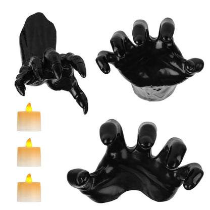 Skorter | 3-Pieces: Spooky Creepy Hands with Illuminated Candle Holders Wall Mounted