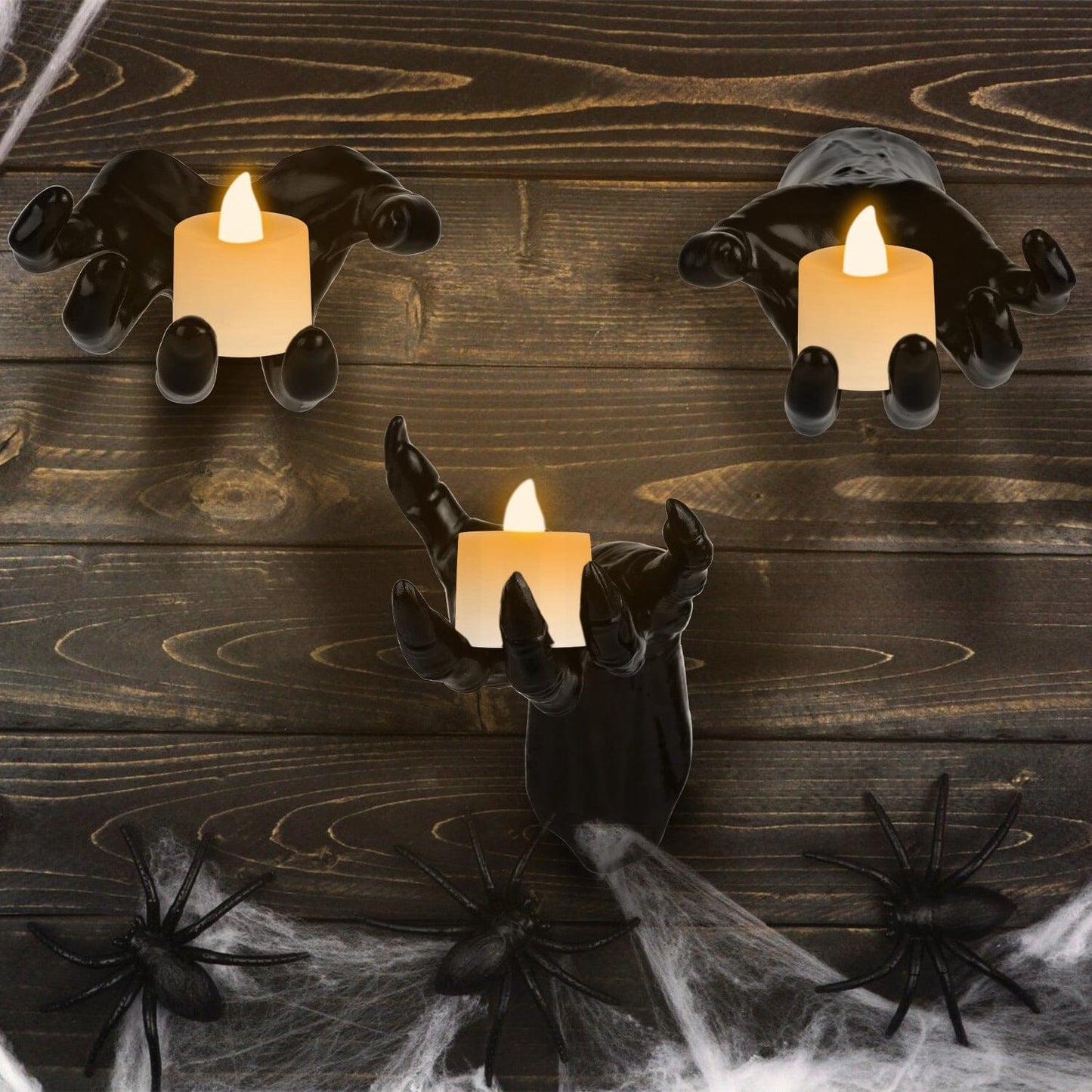 Skorter | 3-Pieces: Spooky Creepy Hands with Illuminated Candle Holders Wall Mounted
