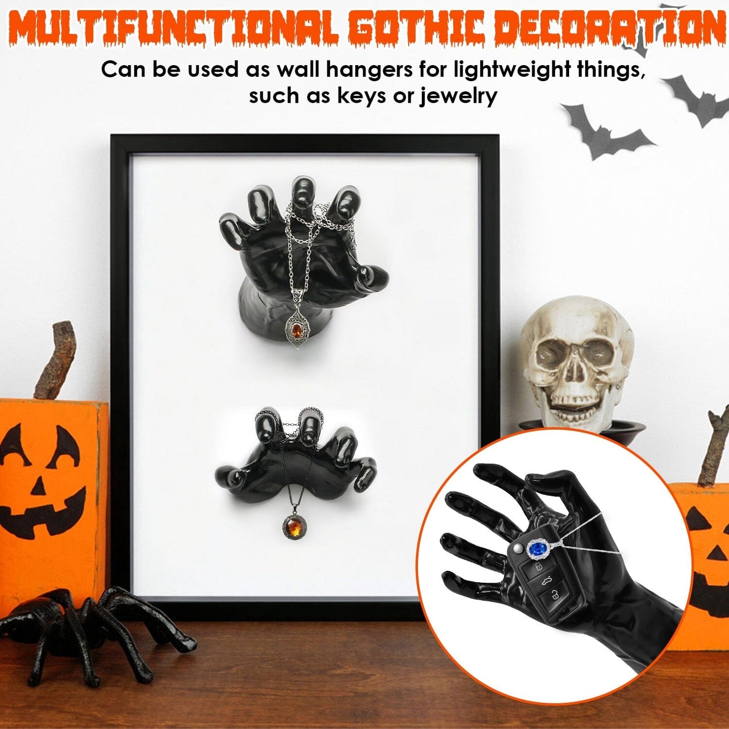Skorter | 3-Pieces: Spooky Creepy Hands with Illuminated Candle Holders Wall Mounted