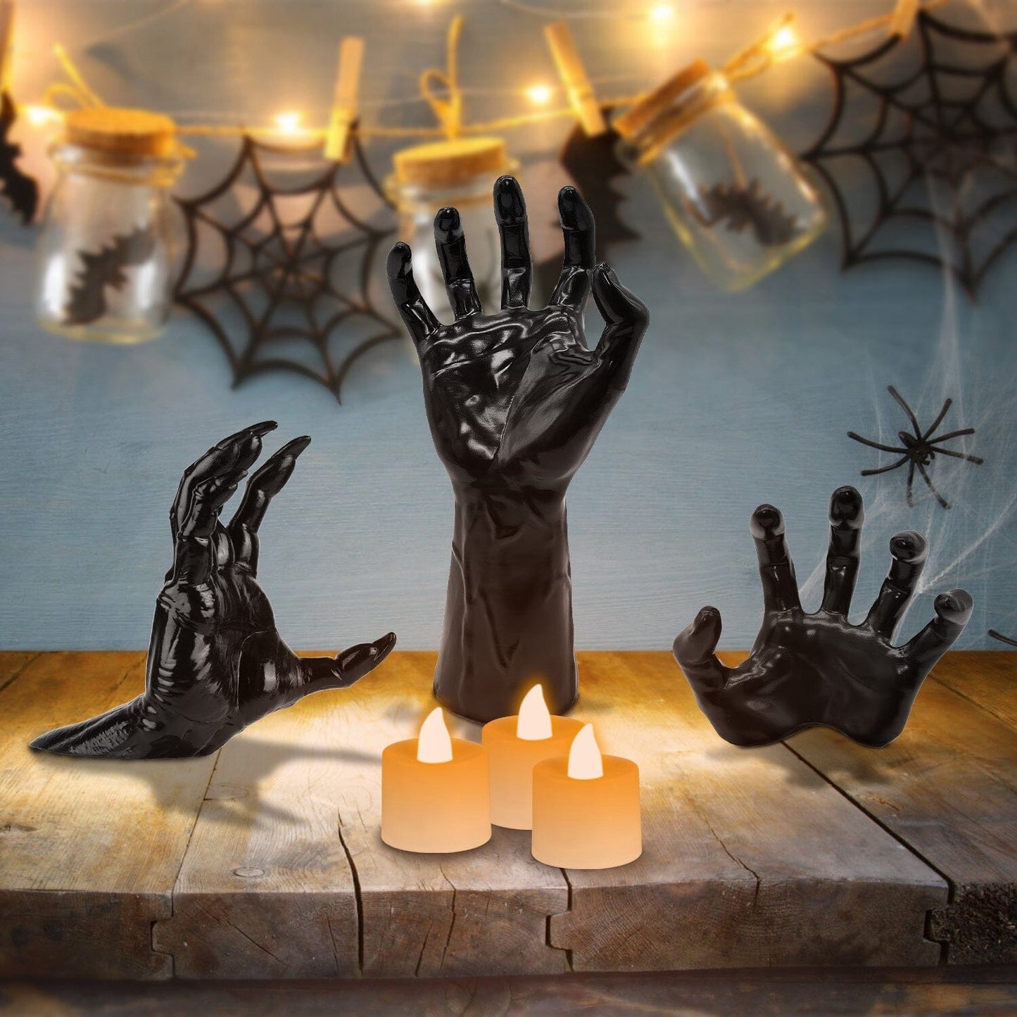 Skorter | 3-Pieces: Spooky Creepy Hands with Illuminated Candle Holders Wall Mounted