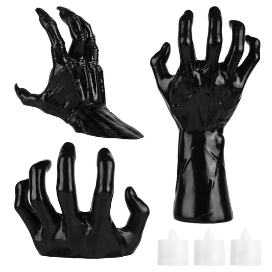 Skorter | 3-Pieces: Spooky Creepy Hands with Illuminated Candle Holders Wall Mounted