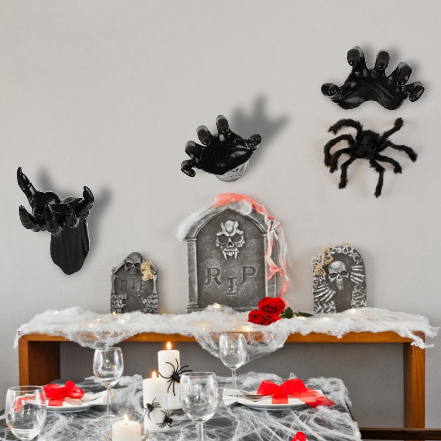 Skorter | 3-Pieces: Spooky Creepy Hands with Illuminated Candle Holders Wall Mounted