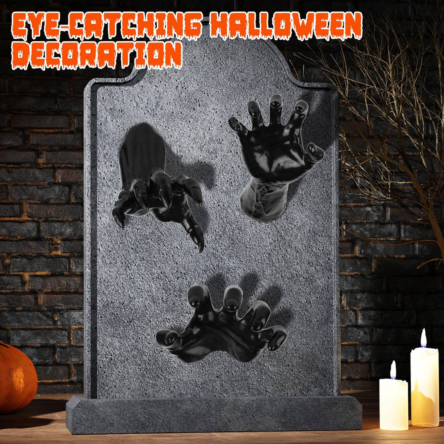 Skorter | 3-Pieces: Spooky Creepy Hands with Illuminated Candle Holders Wall Mounted