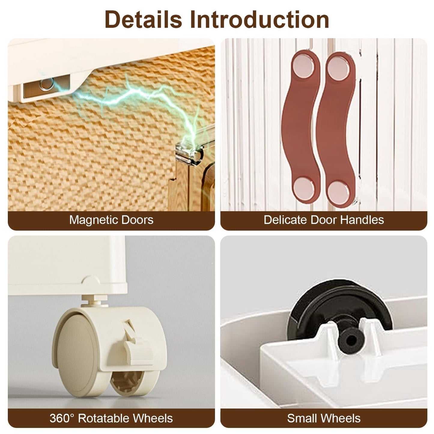 Skorter | 3-pieces: Collapsible storage boxes with lid Front magnetic door Collapsible stackable cabinet organizer