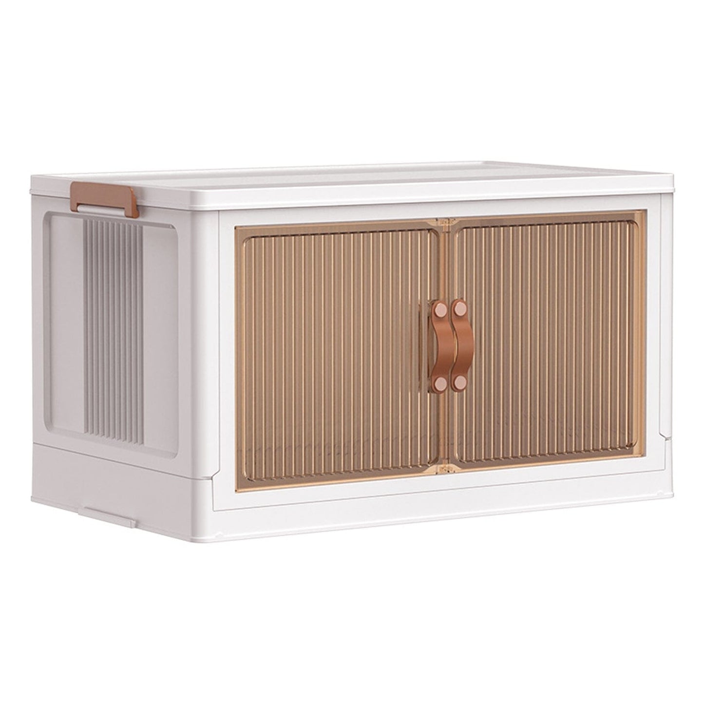 Skorter | 3-pieces: Collapsible storage boxes with lid Front magnetic door Collapsible stackable cabinet organizer