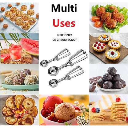 Skorter | 3-Piece Set: Stainless Steel Cookie Scooper with Trigger