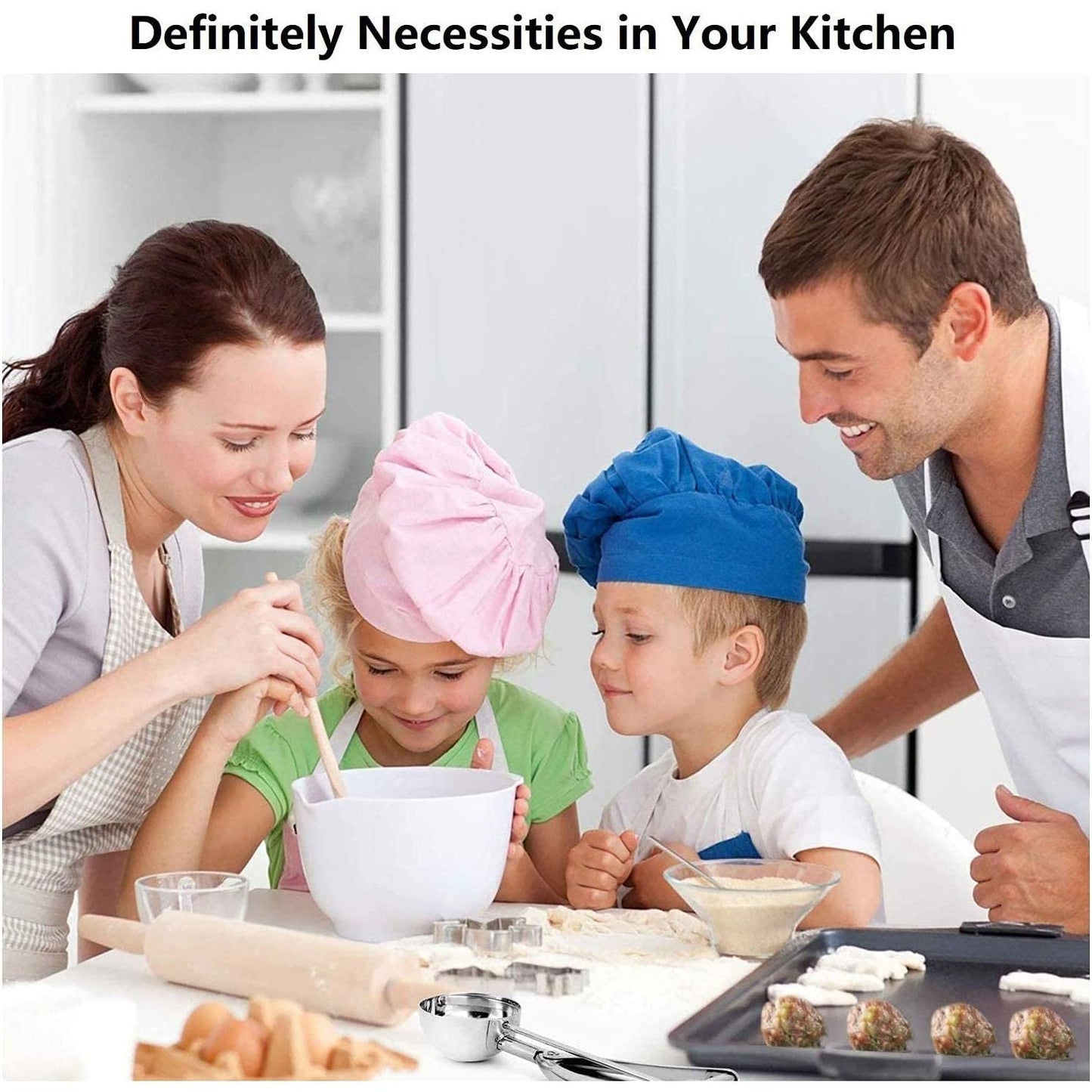 Skorter | 3-Piece Set: Stainless Steel Cookie Scooper with Trigger