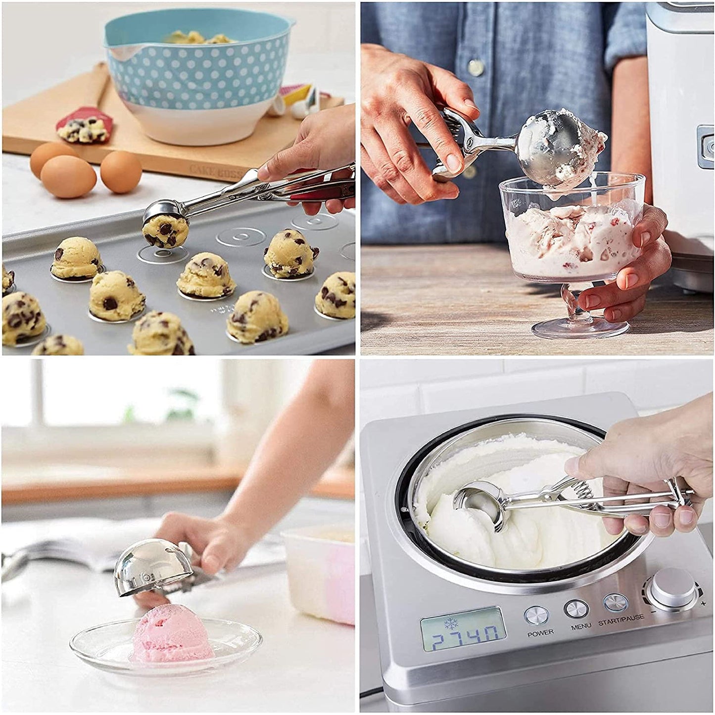 Skorter | 3-Piece Set: Stainless Steel Cookie Scooper with Trigger