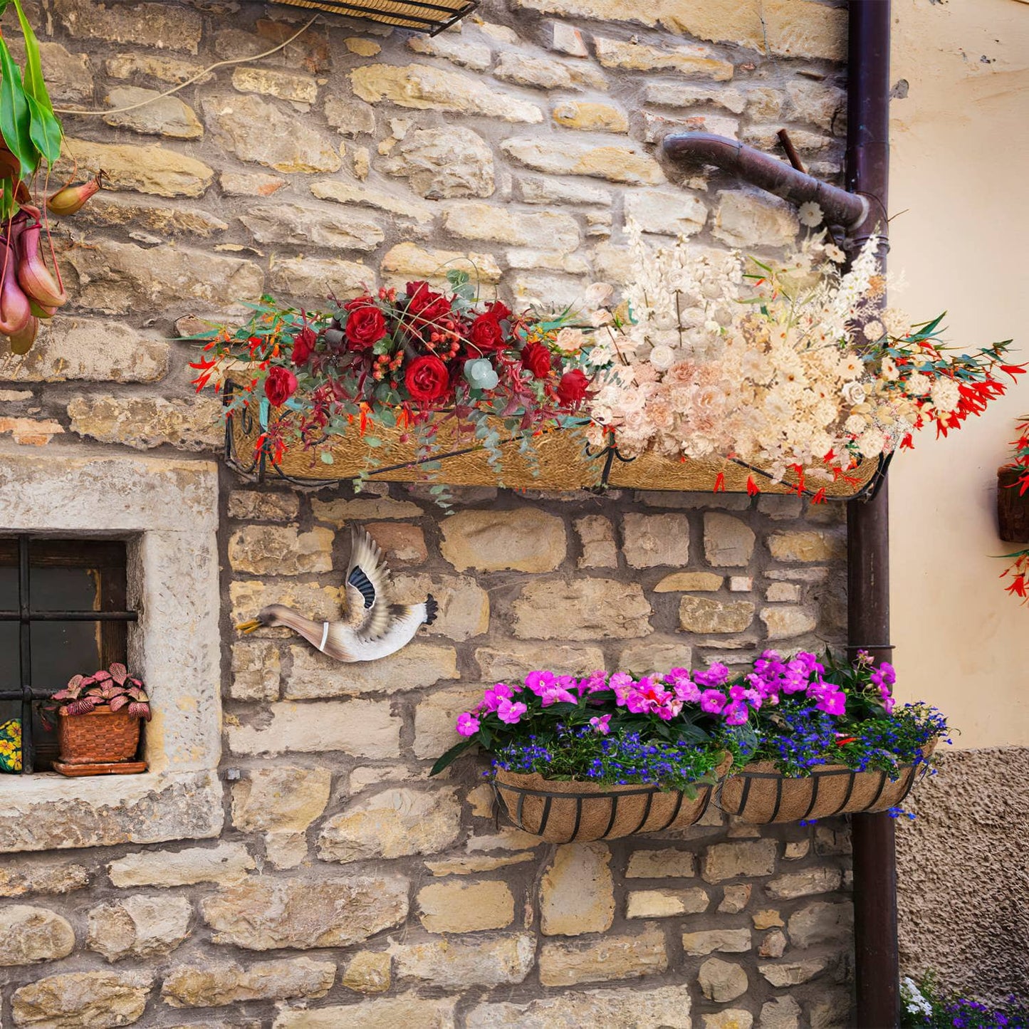 Skorter | 3 pieces: Trough Coco Basket Half Moon Planter Replacement