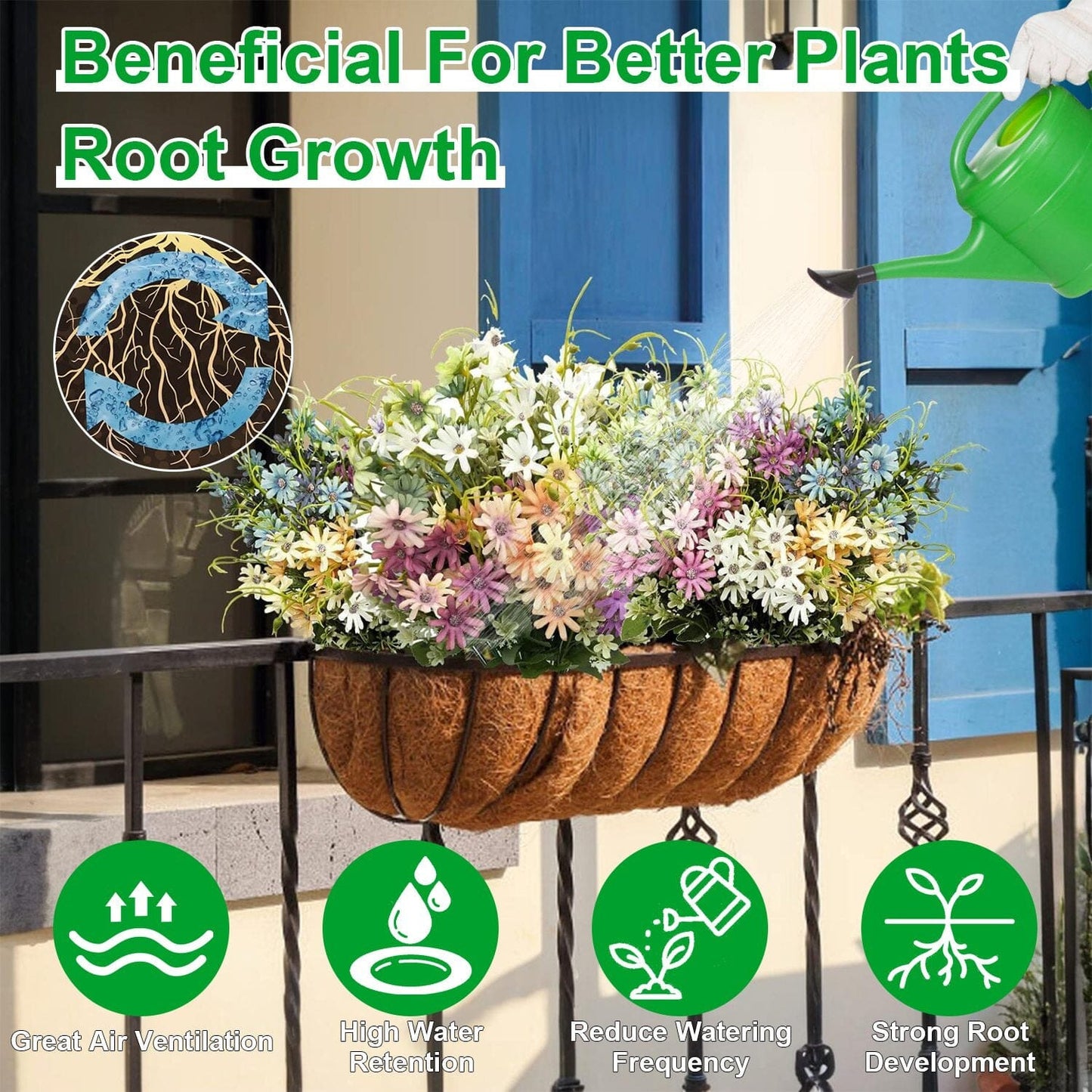 Skorter | 3 pieces: Trough Coco Basket Half Moon Planter Replacement