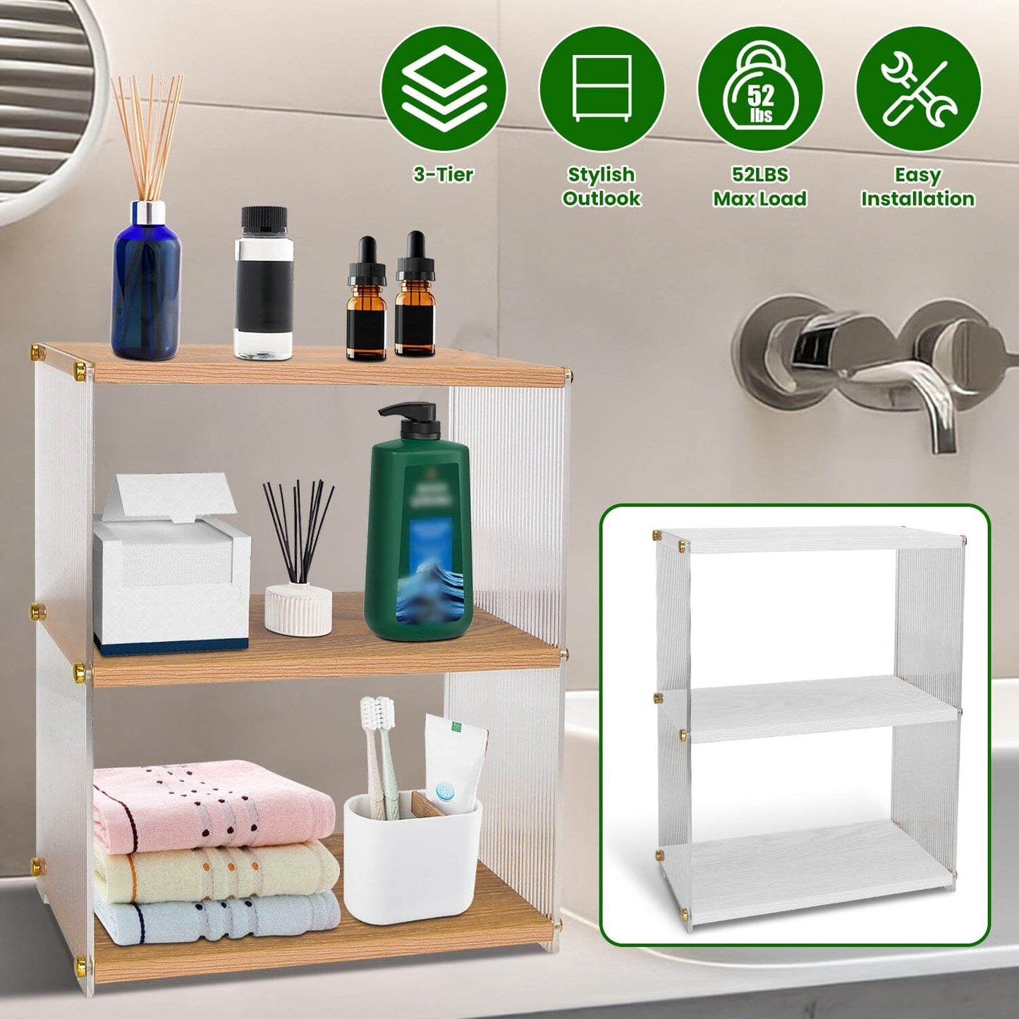 Skorter | 3-layer: Acrylic countertop organizer Bathroom Three storage space