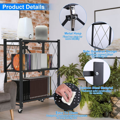 Skorter | 3-layer collapsible storage shelf with lockable wheels No assembly