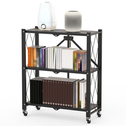 Skorter | 3-layer collapsible storage shelf system with lockable wheels No assembly