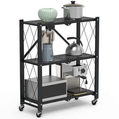 Skorter | 3-layer collapsible storage shelf with lockable wheels No assembly