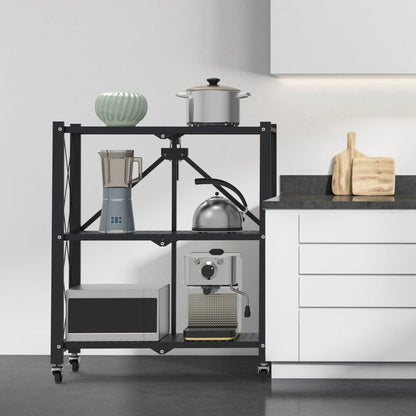 Skorter | 3-layer collapsible storage shelf system with lockable wheels No assembly