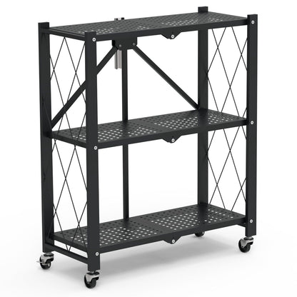 Skorter | 3-layer collapsible storage shelf system with lockable wheels No assembly