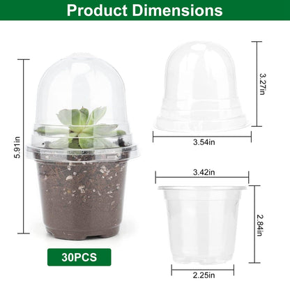 Skorter | 30 pieces: Plant nursery pots PET Flower seed starter pots Container with dome and drainage hole