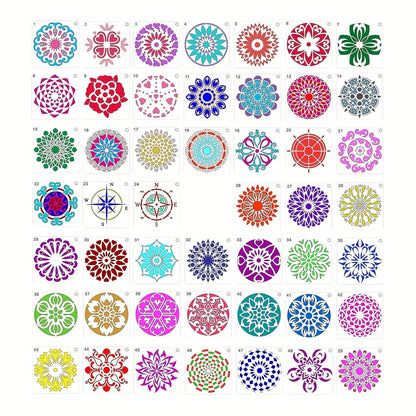 Skorter | 48-piece Mandala Dot Painting Stencils - Perfect for DIY Stone and Wood Projects (9.91x9.91 cm)