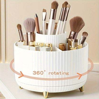 Skorter | 360° Rotation Make-up Organizer – Durable Plastic Cosmetic Storage Box with 5 Compartments