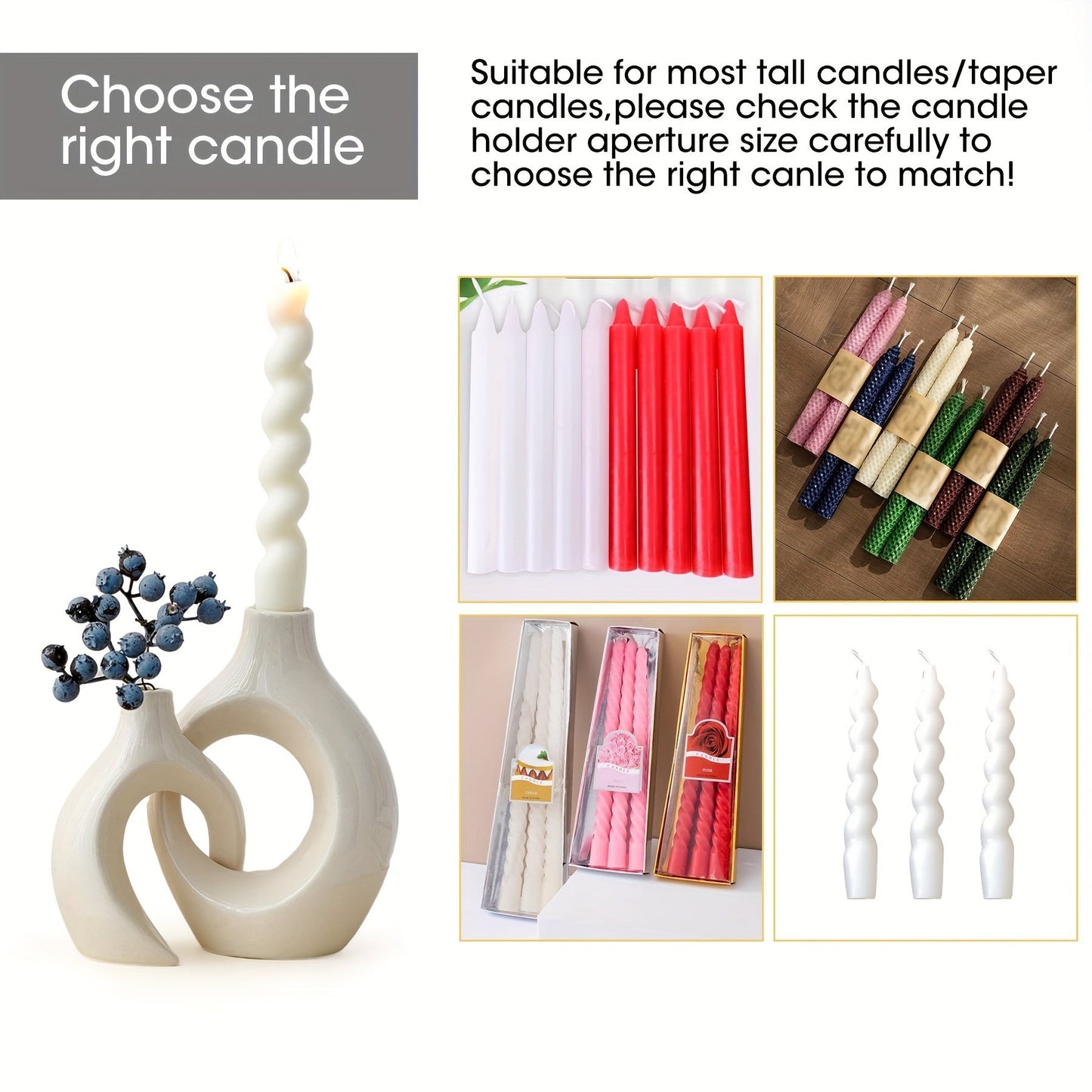 Skorter | 2-Piece Set Ceramic Candle Holders - Matte Finish, Modern Minimalist Design for Table Decoration