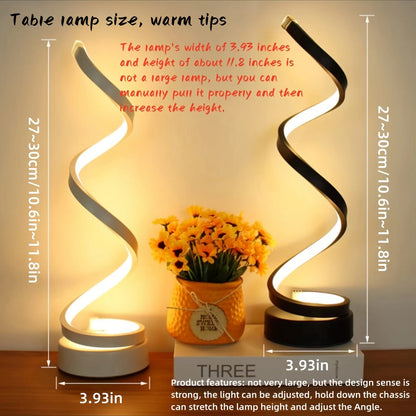 Skorter | Modern Spiral Table Lamp – Creative LED Desk Lamp with Gentle Warm Light, Perfect for Bedroom, Living Room, and Study Decor