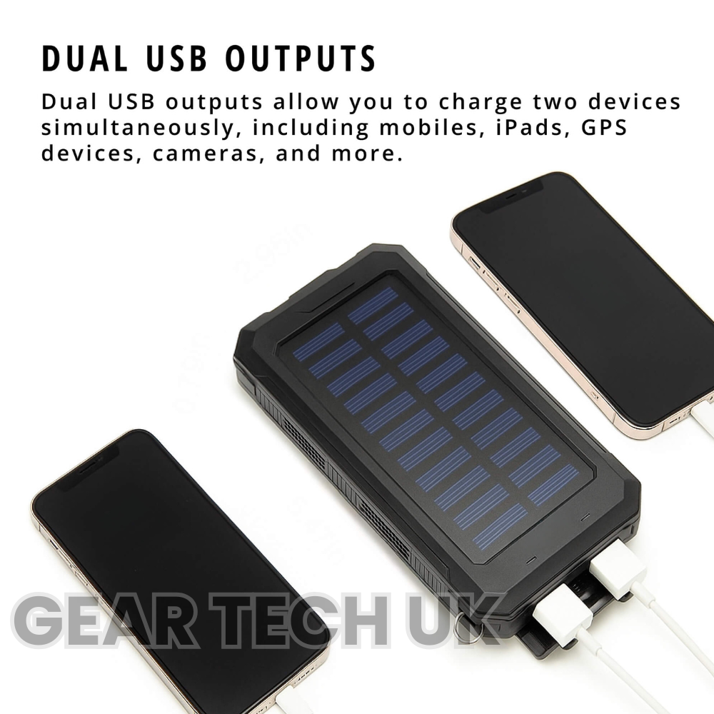 Skorter | Fishing Power Bank 50000 mah Waterproof Solar Charger | Fishing Battery Pack with USB-C Fast Charging & LED Light