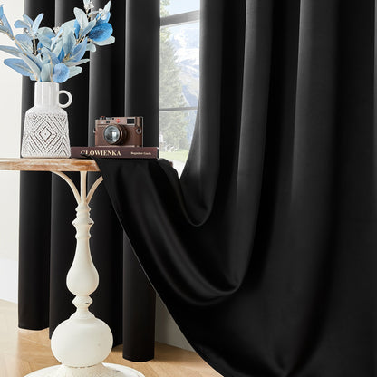 Skorter | Blackout Curtains - 2 Pieces Modern Polyester Curtains with Thermal Insulation and Rings