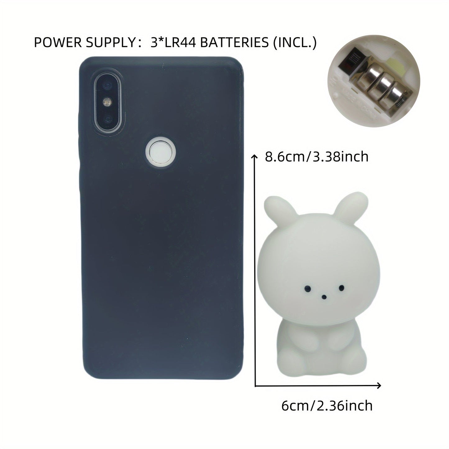 Skorter | BunnyBright - Large Head Rabbit LED Table Lamp with Battery Operation and Anime Design