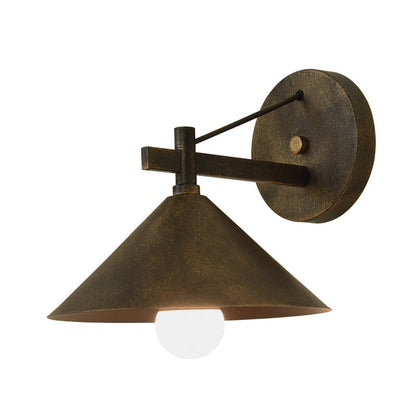 Skorter | Metal Cone Wall Light Vintage 1 Light Outdoor Wall Light in Black/Antique Brass/Old Silver