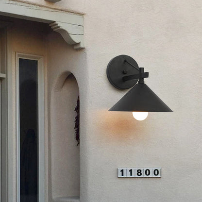 Skorter | Metal Cone Wall Light Vintage 1 Light Outdoor Wall Light in Black/Antique Brass/Old Silver