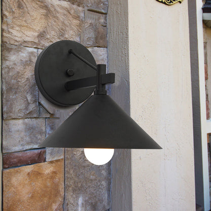 Skorter | Metal Cone Wall Light Vintage 1 Light Outdoor Wall Light in Black/Antique Brass/Old Silver