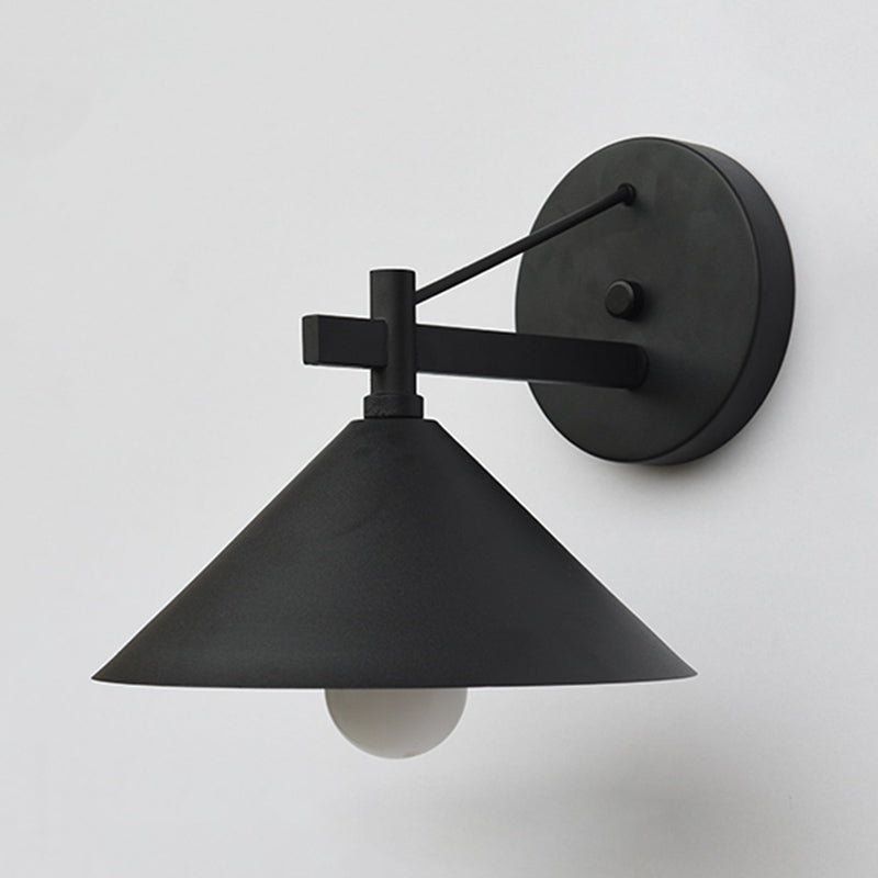 Skorter | Metal Cone Wall Light Vintage 1 Light Outdoor Wall Light in Black/Antique Brass/Old Silver