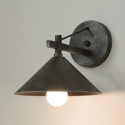 Skorter | Metal Cone Wall Light Vintage 1 Light Outdoor Wall Light in Black/Antique Brass/Old Silver