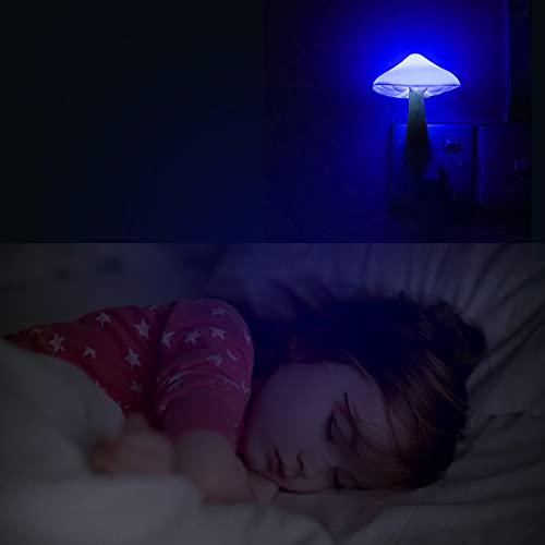 Skorter | Ausaye 4 Pack Mushroom Lamp Led Night Light - Blue Plug-In Night Light for Kids & Adults