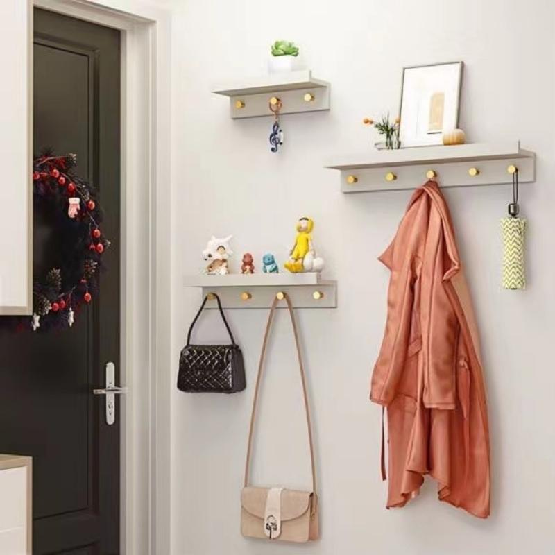 Skorter | Huxley Wall Shelf with Gold Hooks