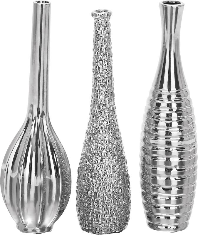 Skørter | Set of 3 ceramic slim textured bottle jars with varying patterns