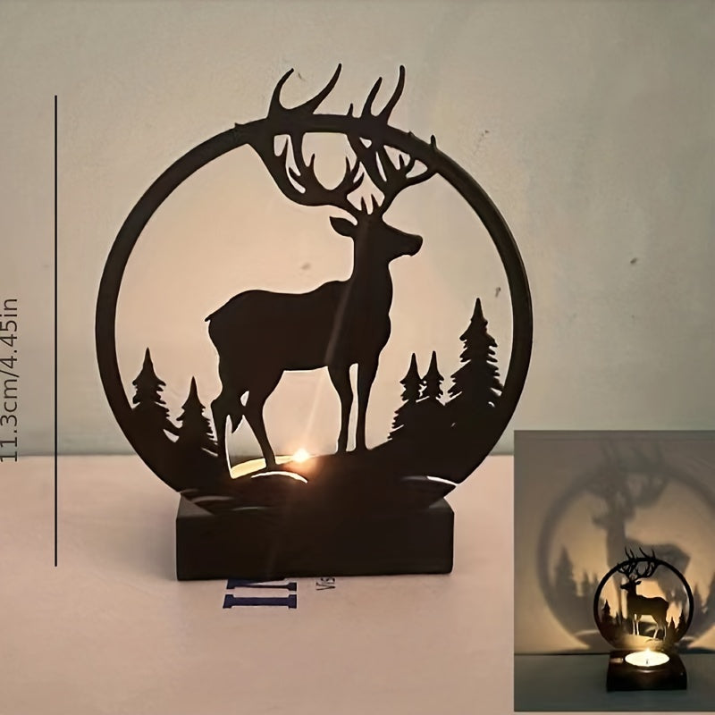 Skorter | Black Iron Deer Candle Holder - Creative Christmas Decoration
