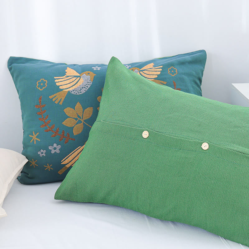 Skorter | Boho Flower Bird Cotton Gauze Pillowcases (2pcs)