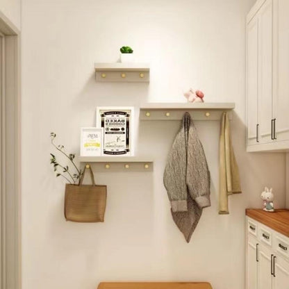 Skorter | Huxley Wall Shelf with Gold Hooks