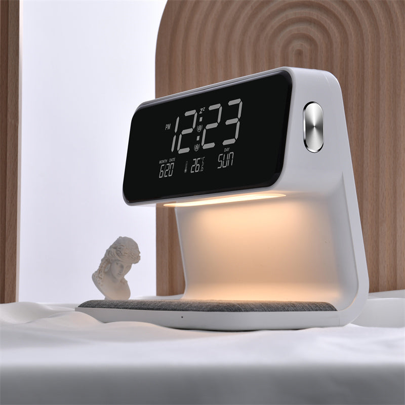 Skorter | 3-in-1 Bedside Lamp with Wireless Charger – LCD Alarm Clock & Touch Dimmable LED Table Lamp