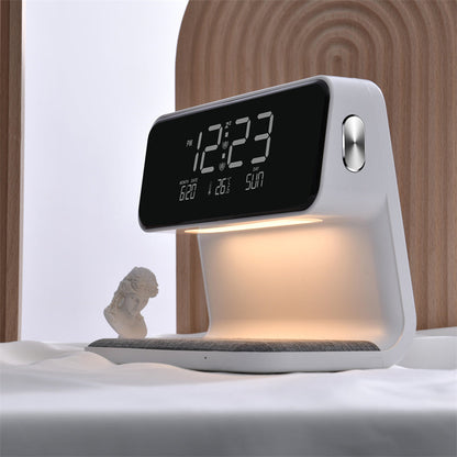 Skorter | 3-in-1 Bedside Lamp with Wireless Charger – LCD Alarm Clock & Touch Dimmable LED Table Lamp