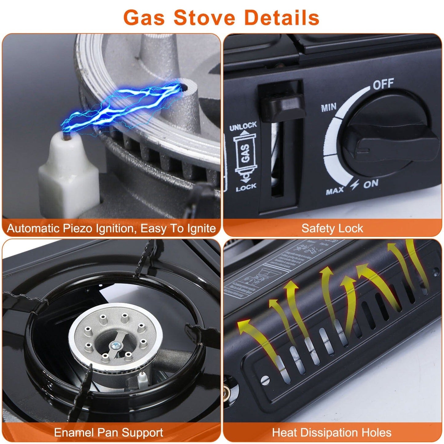 Skorter | 3300W Portable Camping Stove Butane Cartridge Double Burner