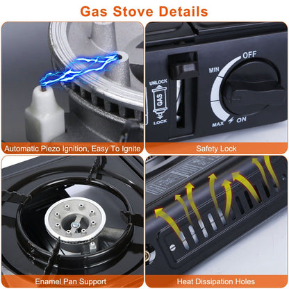 Skorter | 3300W Portable Camping Stove Butane Cartridge Double Burner