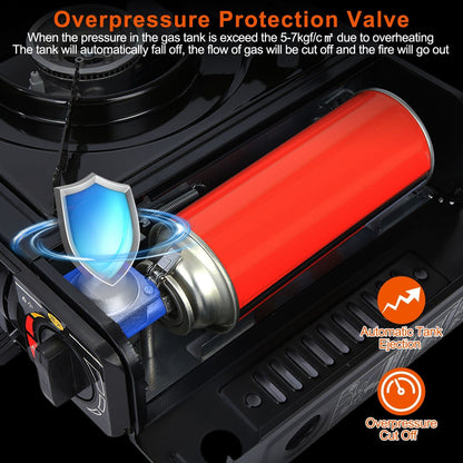 Skorter | 3300W Portable Camping Stove Butane Cartridge Double Burner