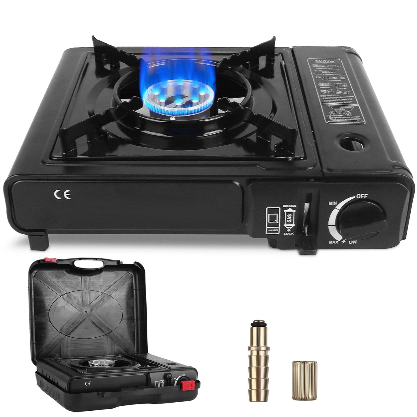 Skorter | 3300W Portable Camping Stove Butane Cartridge Double Burner