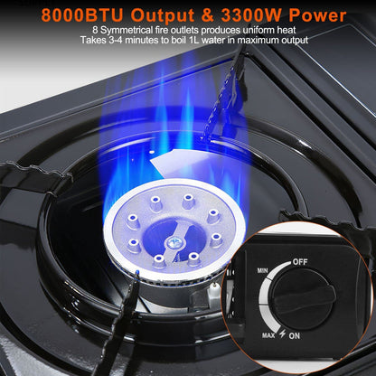Skorter | 3300W Portable Camping Stove Butane Cartridge Double Burner