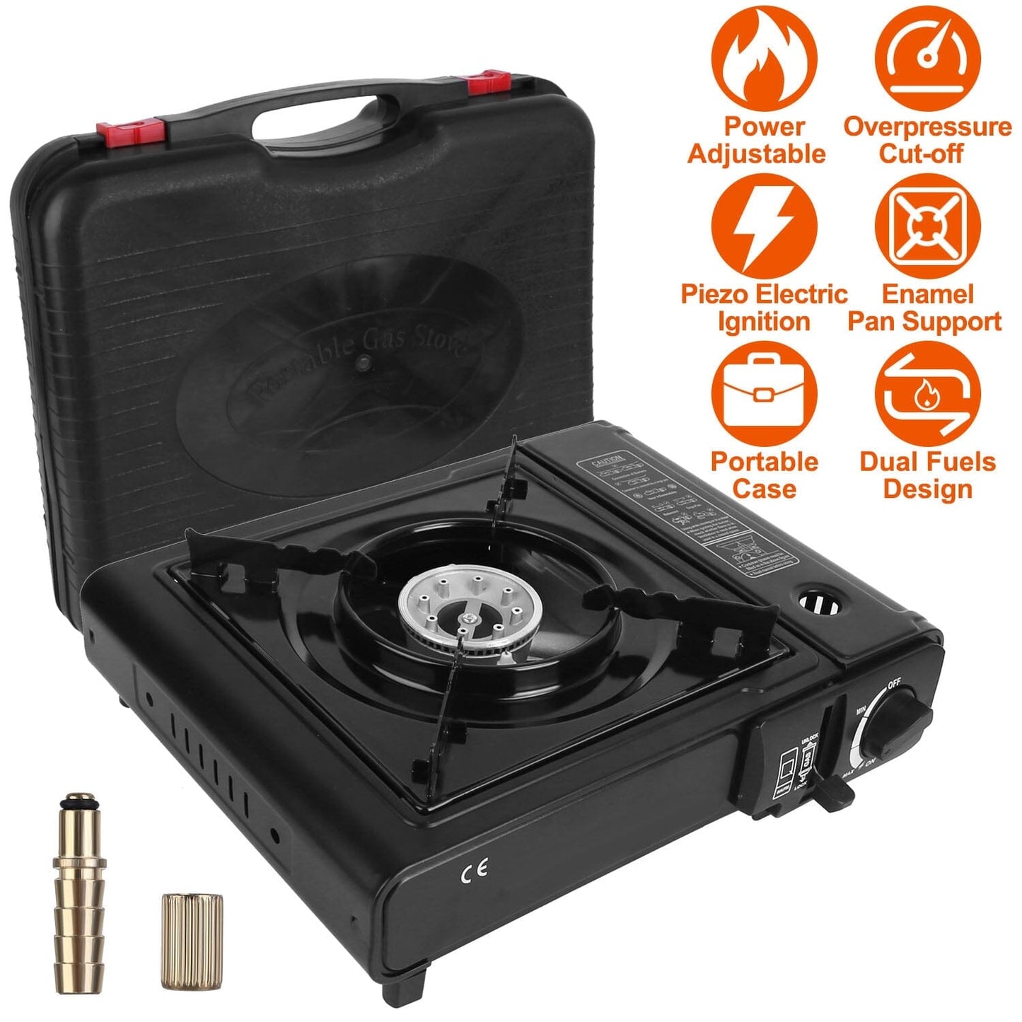 Skorter | 3300W Portable Camping Stove Butane Cartridge Double Burner