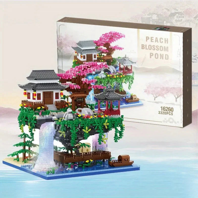 Skorter | 3320PCS Blocks Treehouse Diamond Building Garden Architecture Waterfall Light DIY Bricks Cherry Blossom Toy for Children Adult Gift